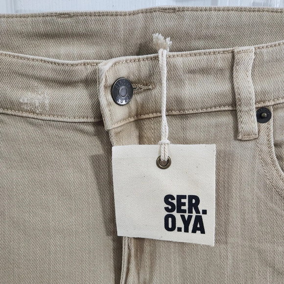 Ser.o.ya diego jeans khaki distressed raw hem streetwear grunge men size 35 - Picture 12 of 16